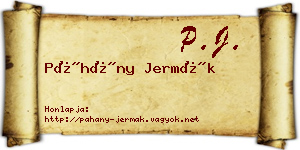 Páhány Jermák névjegykártya